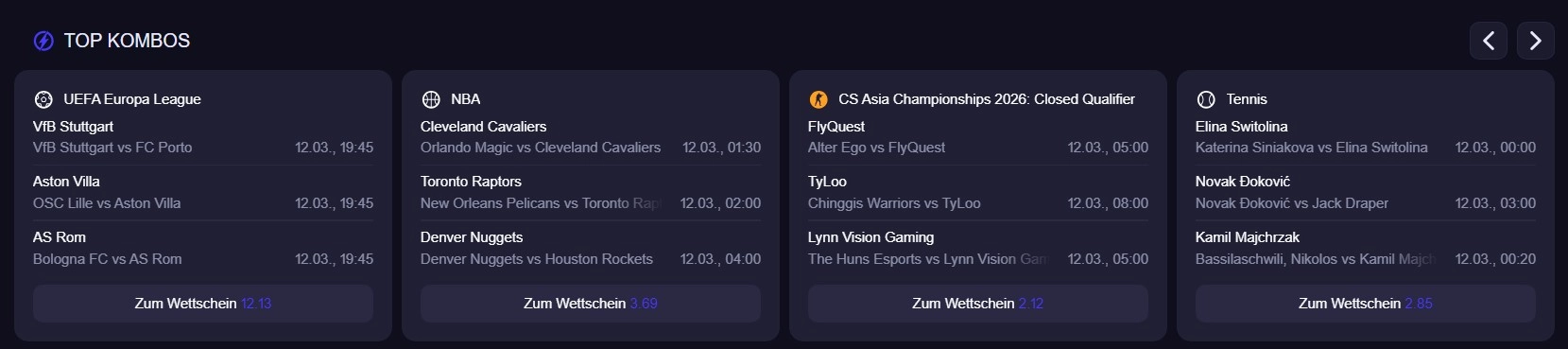 Sportsbook und Esports-Wetten